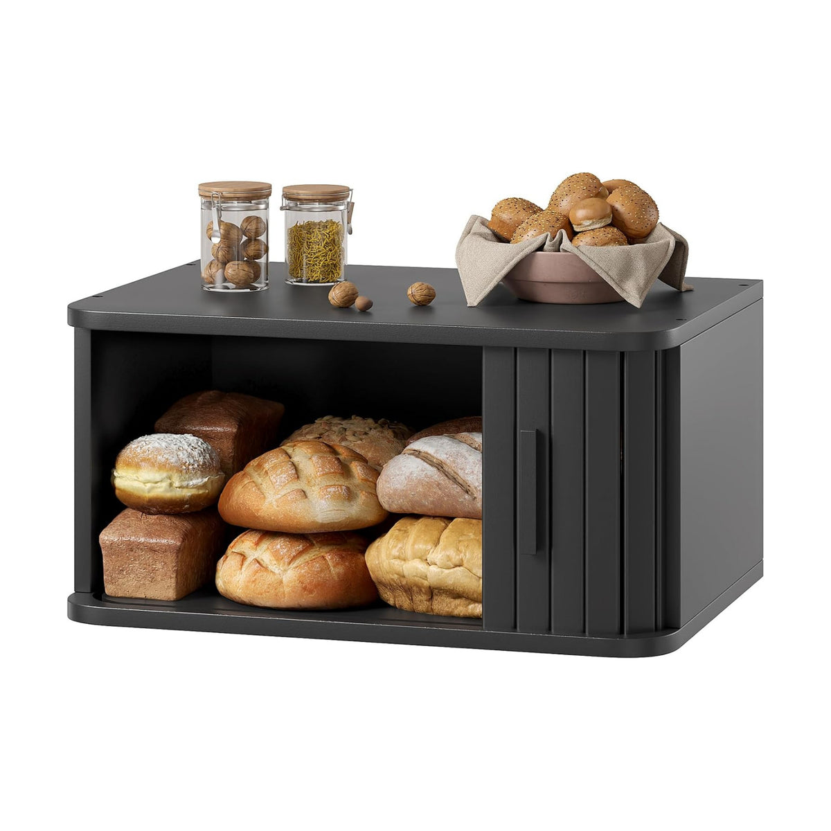 WOWLIVE Roll Top Bread Box for Kitchen Countertop, Bamboo Bread Storage | Airtight Bread Containers, Large Bread Bin