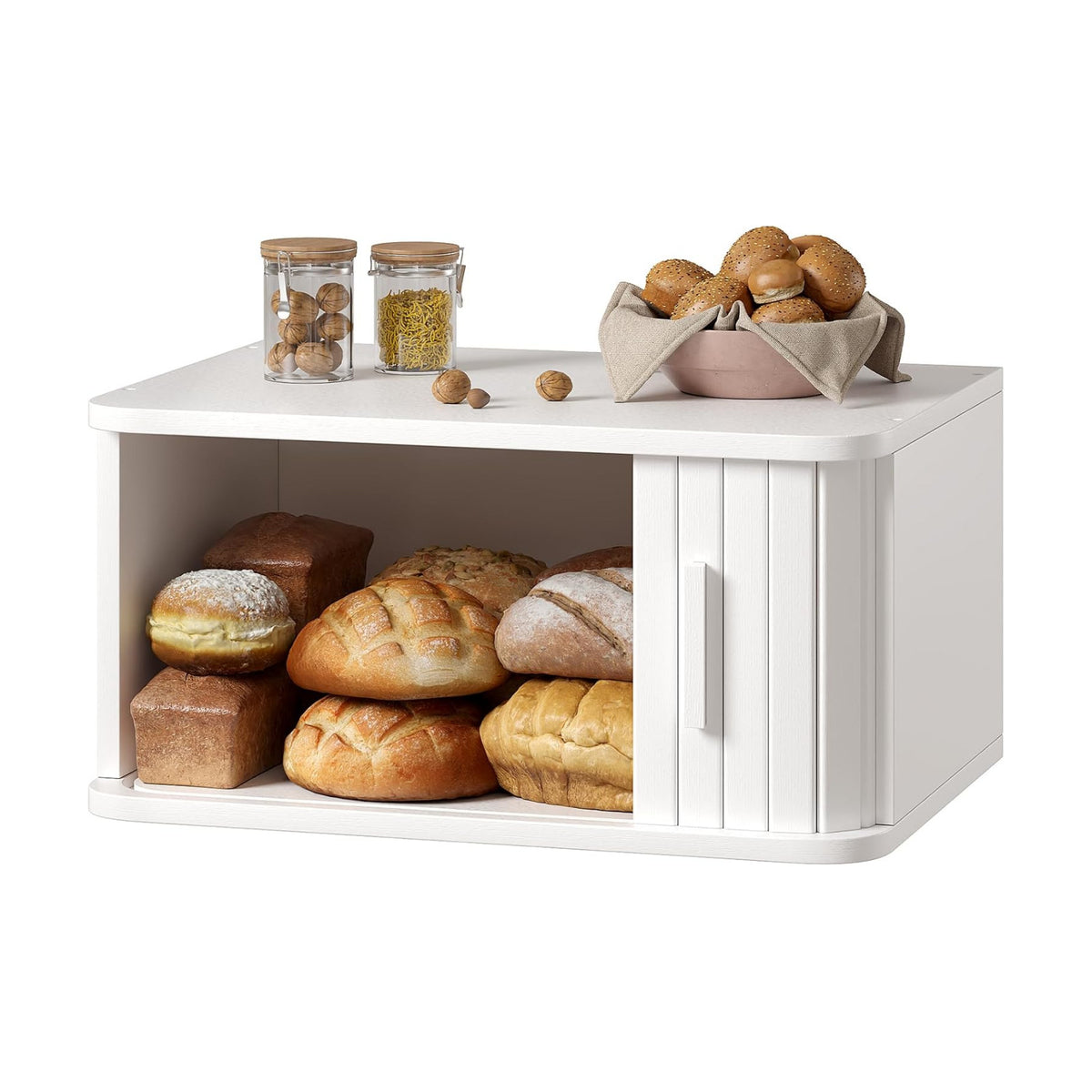 WOWLIVE Roll Top Bread Box for Kitchen Countertop, Bamboo Bread Storage | Airtight Bread Containers, Large Bread Bin