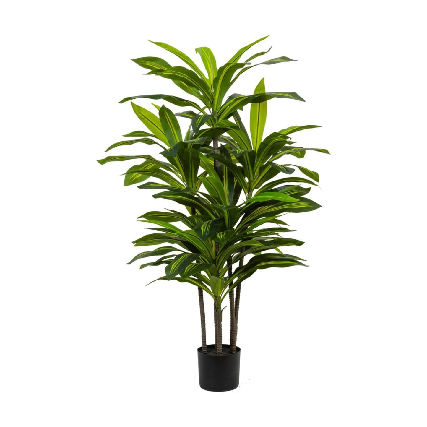 4ft Dracaena Artificial Plant - Large Tropical Indoor Fake Tree with Lifelike Leaves - Tall Faux Floor Plant in Pot for