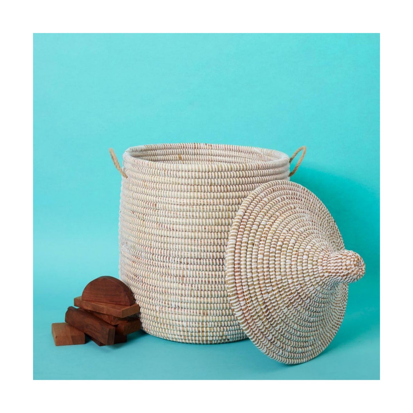 Small African Wicker Basket / White / 12 Inch