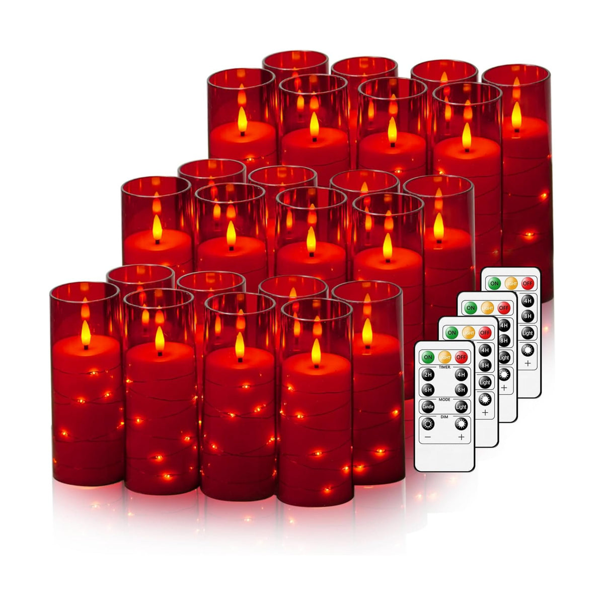Nimiko Flickering Flameless LED Candles,Battery Operated Candles 24 Pcs with Embedded Star String,Acrylic LED Pillar