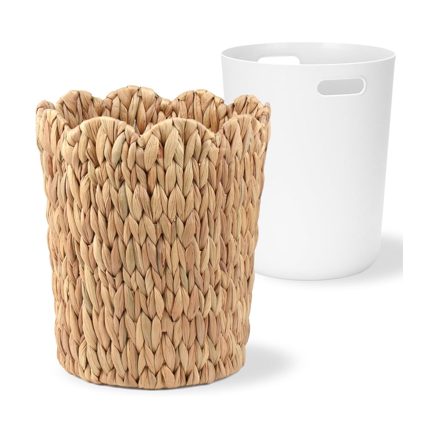 Scalloped Edge Wicker Waste Basket / 3.5 Gallon