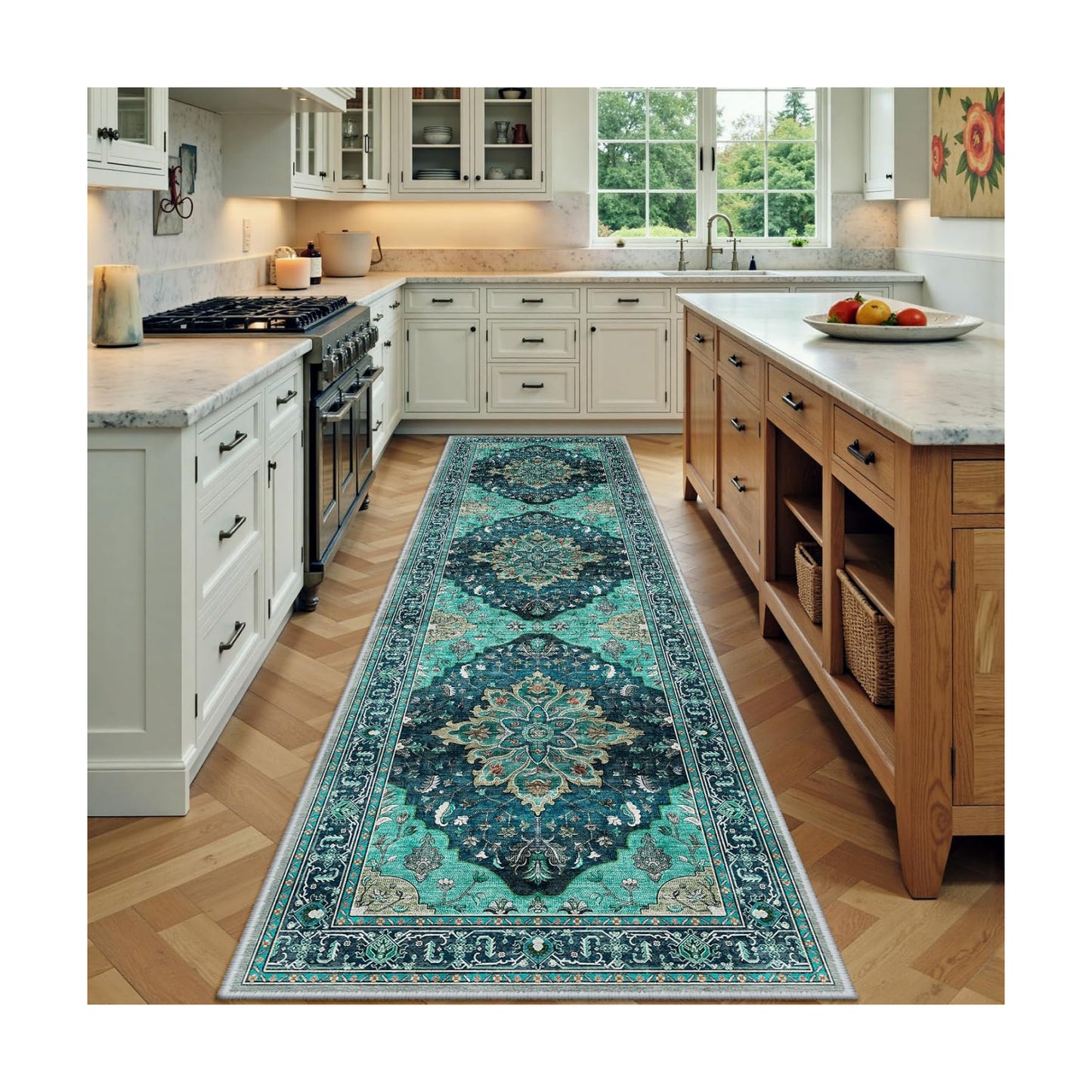 RELEANY Washable Area Rug, Runner 3'x9', Teal