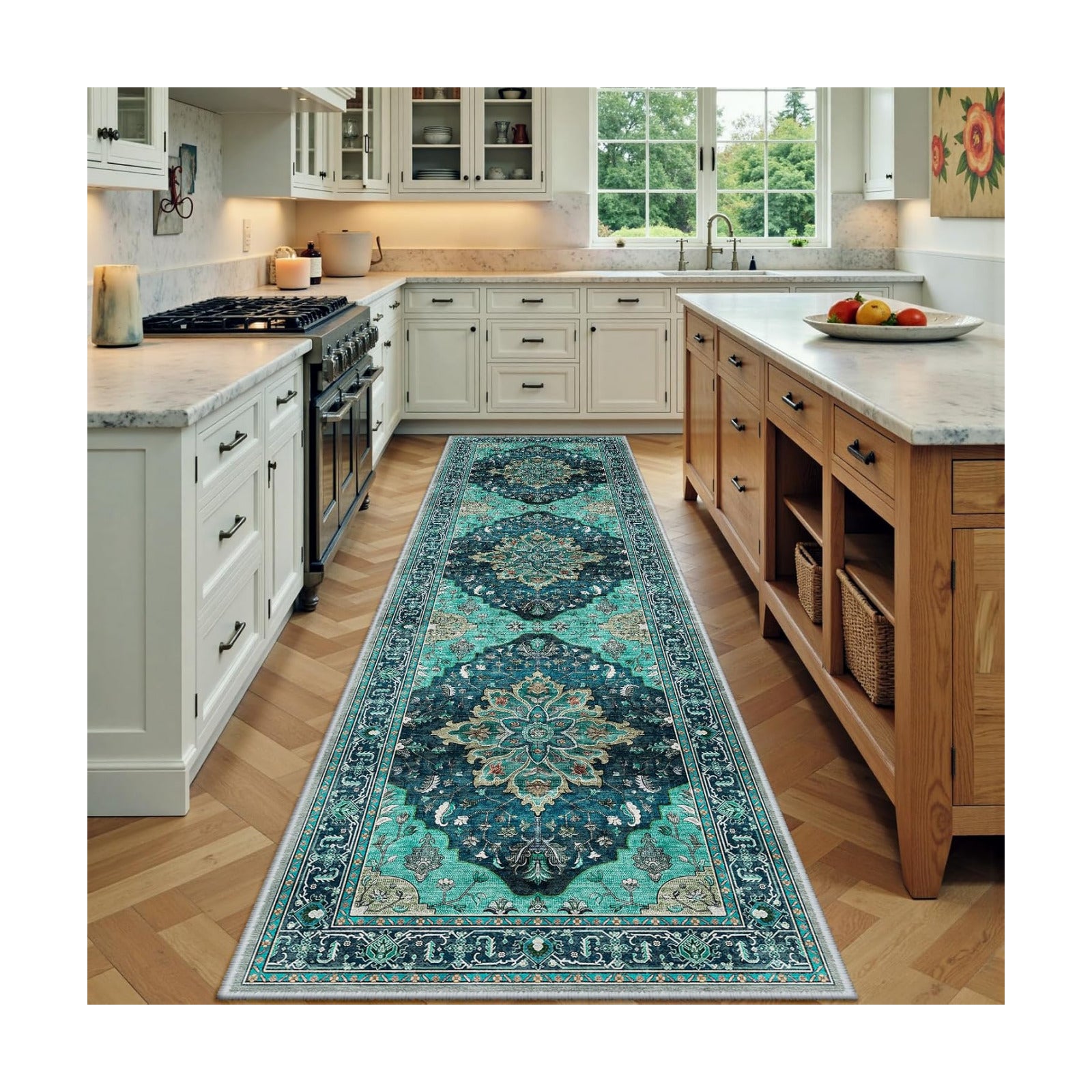 RELEANY Washable Area Rug, Runner 3'x9', Teal