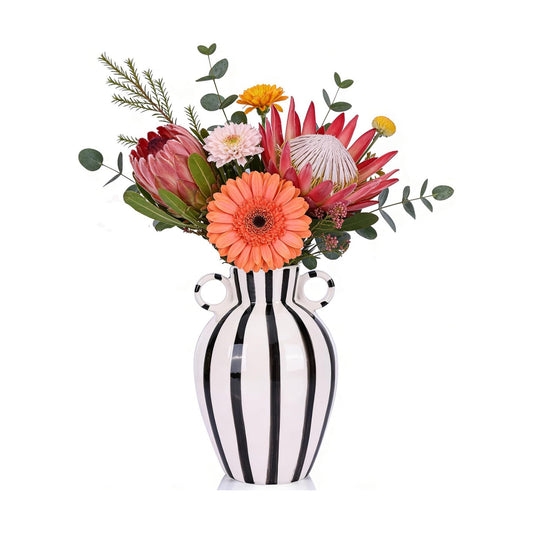 Black and White Ceramic Vase / Black White