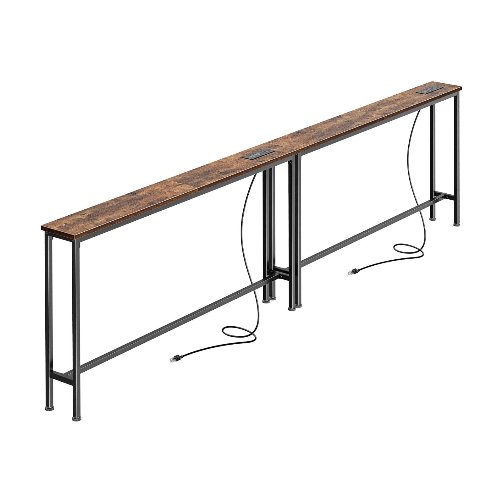 SUPERJARE 94.5 inch Narrow Behind Couch Table with Charging Stations