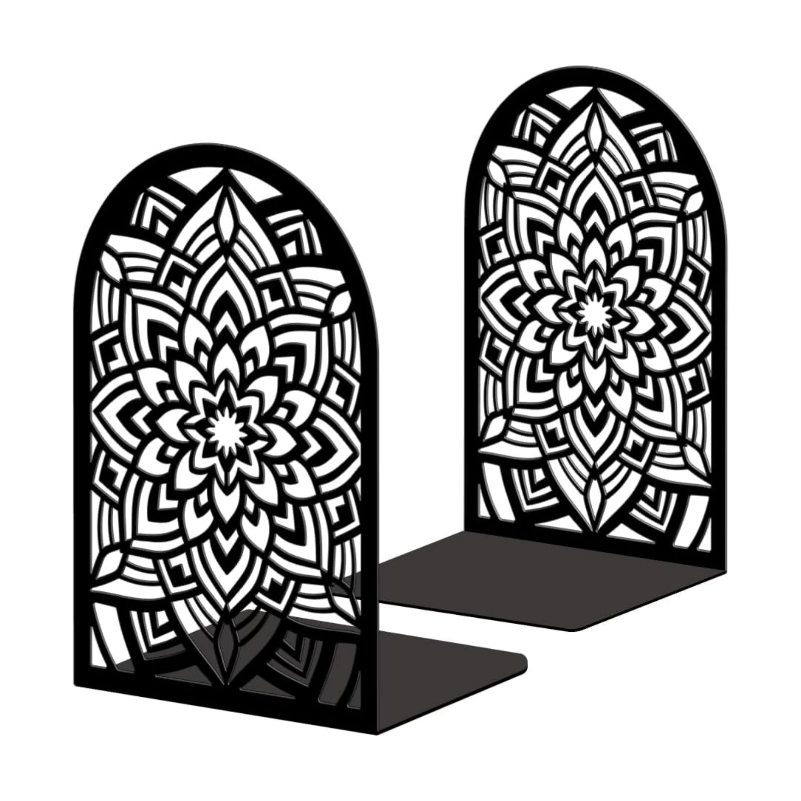 Metal Bookends / Modern Decorative Heavy Duty Study Book Ends Stoppers / Mandala Pattern