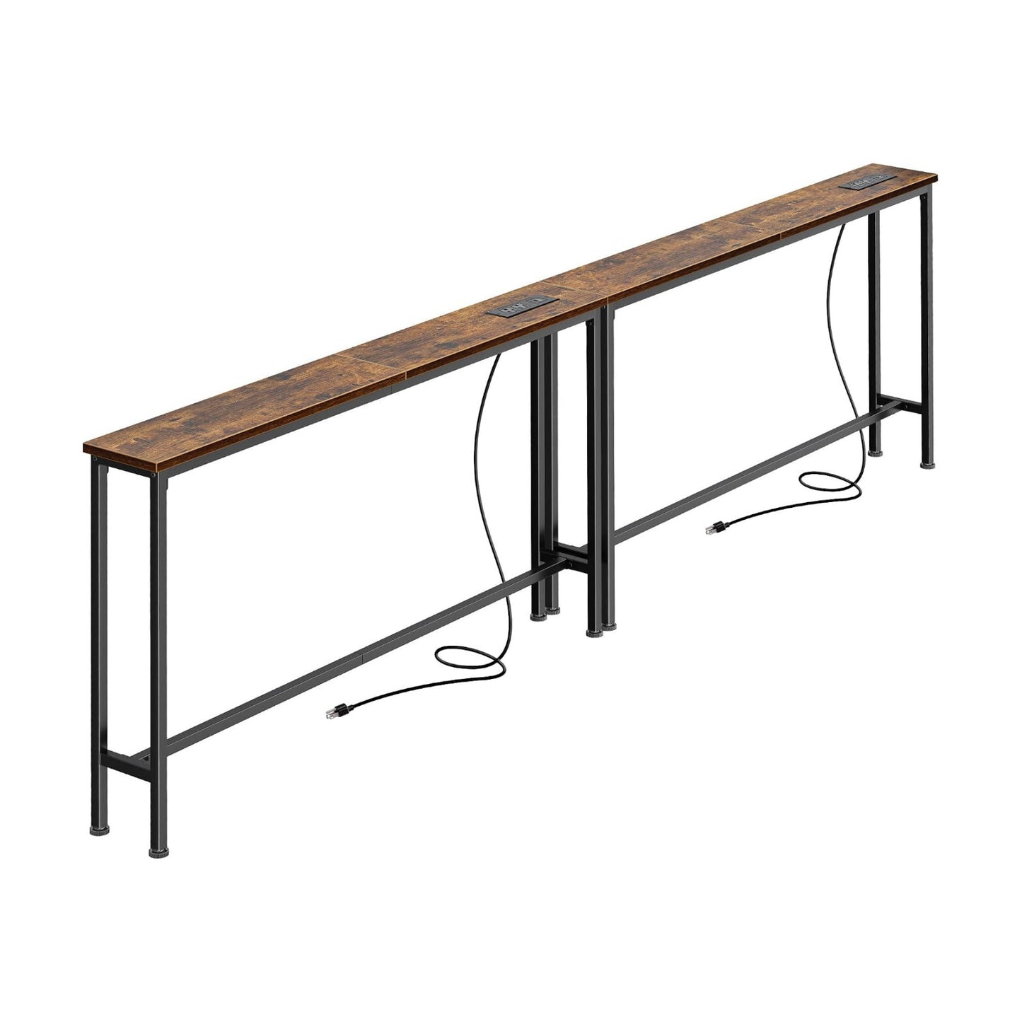 SUPERJARE 86.6 inch Narrow Behind Couch Table with Charging Stations