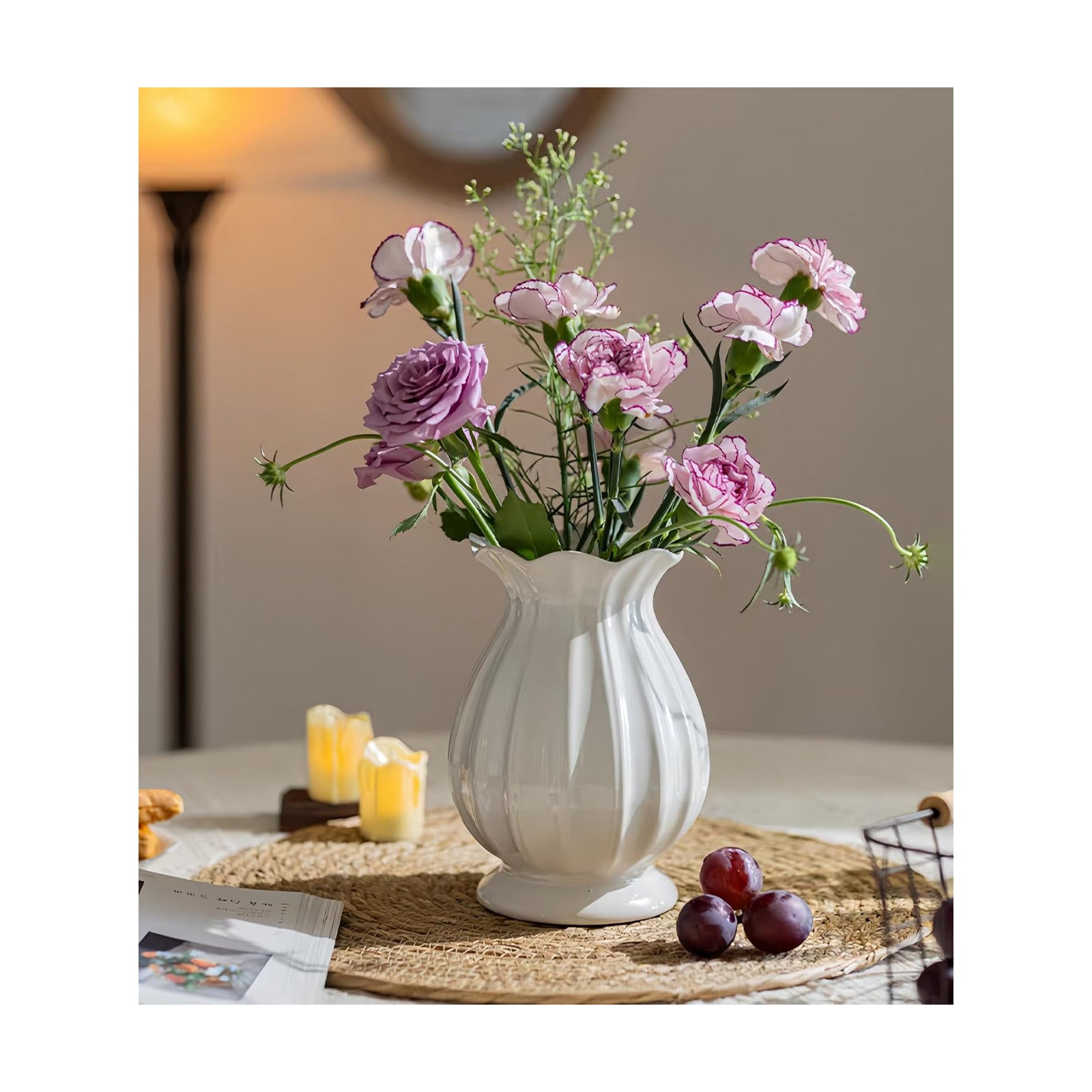 White Ceramic Vase / White-1