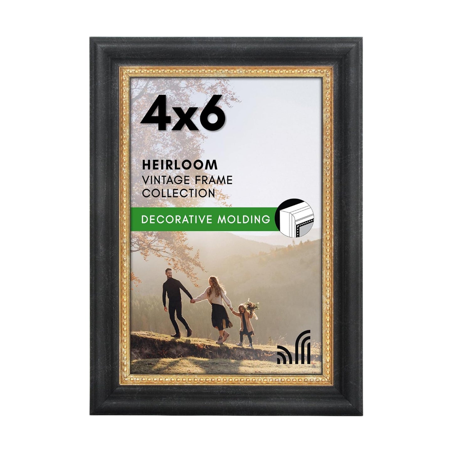 Vintage Frames / Picture Frame / Vintage Frame / 4 x 6 / Black Gold