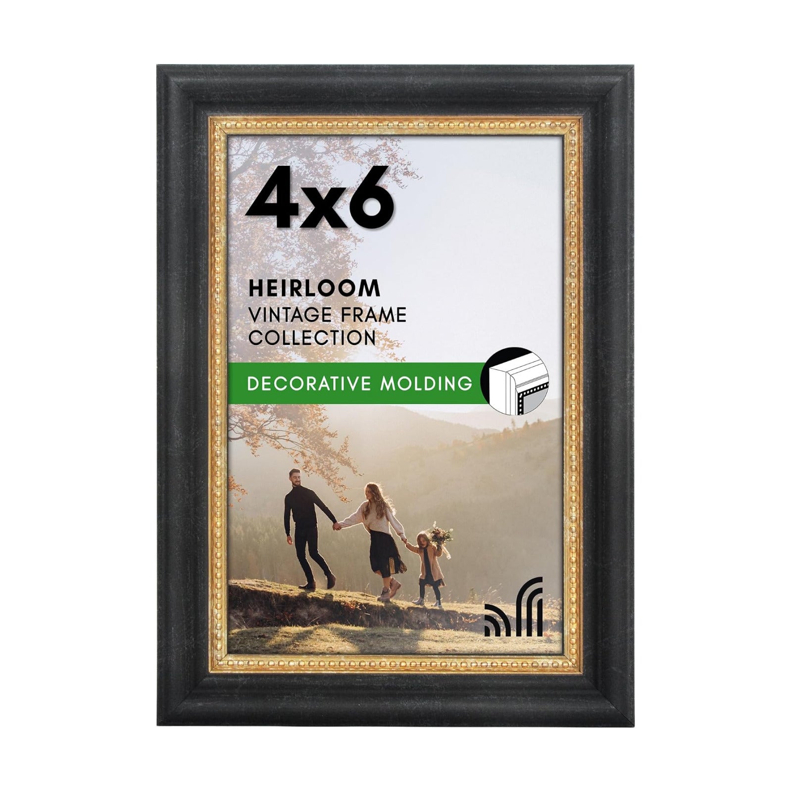 Vintage Frames / Picture Frame / Vintage Frame / 4 x 6 / Black Gold