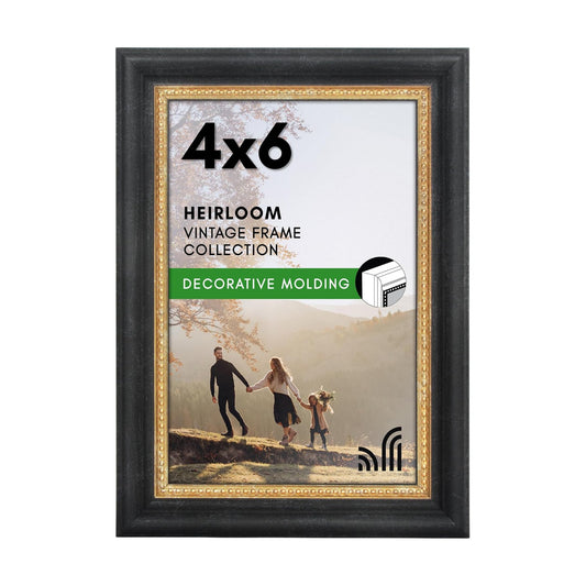 Vintage Frames / Picture Frame / Vintage Frame / 4 x 6 / Black Gold