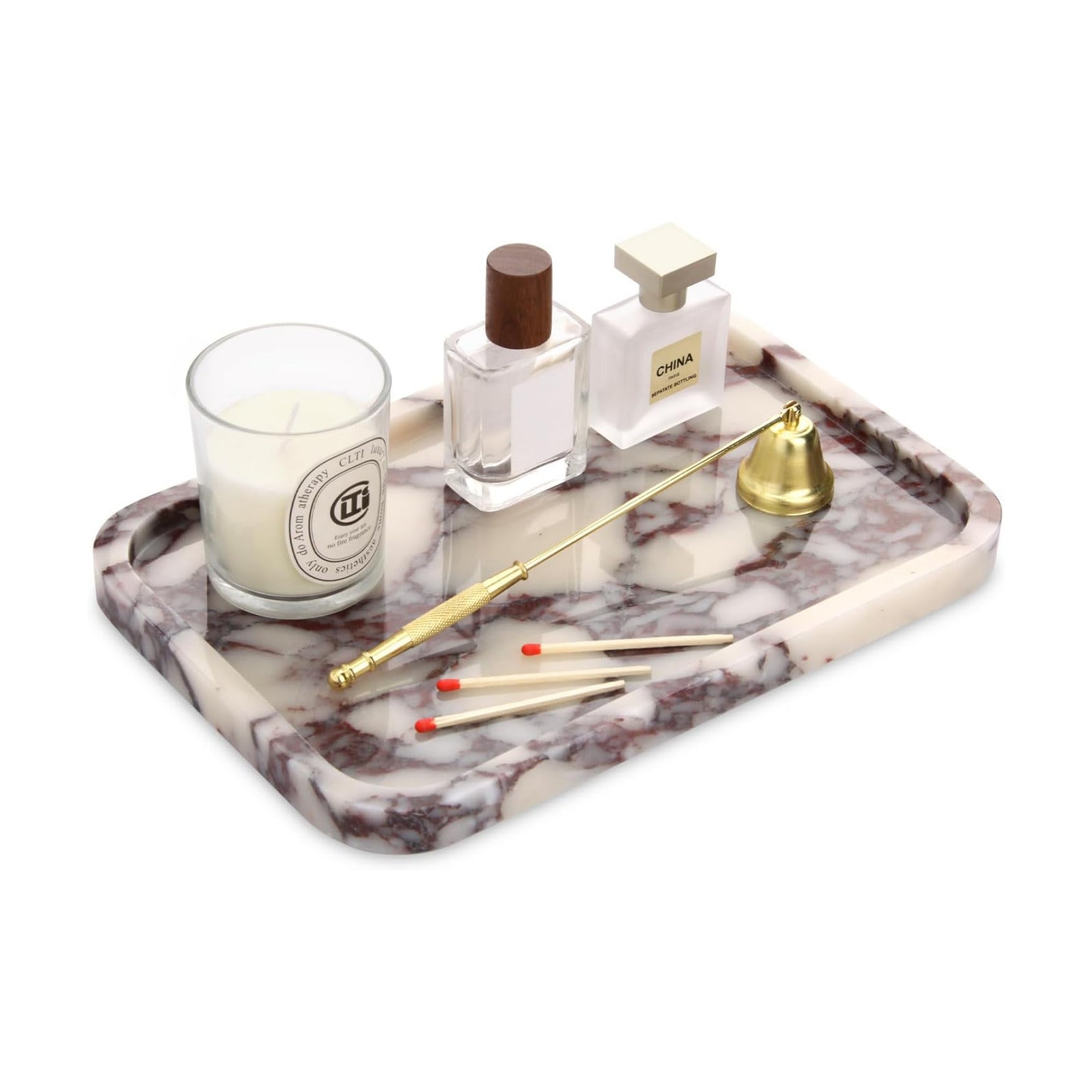Marble Bathroom Vanity Tray / Calacatta Viola L / 8 x 0.7 x 12 / Natural