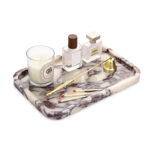 Marble Bathroom Vanity Tray / Calacatta Viola L / 8 x 0.7 x 12 / Natural