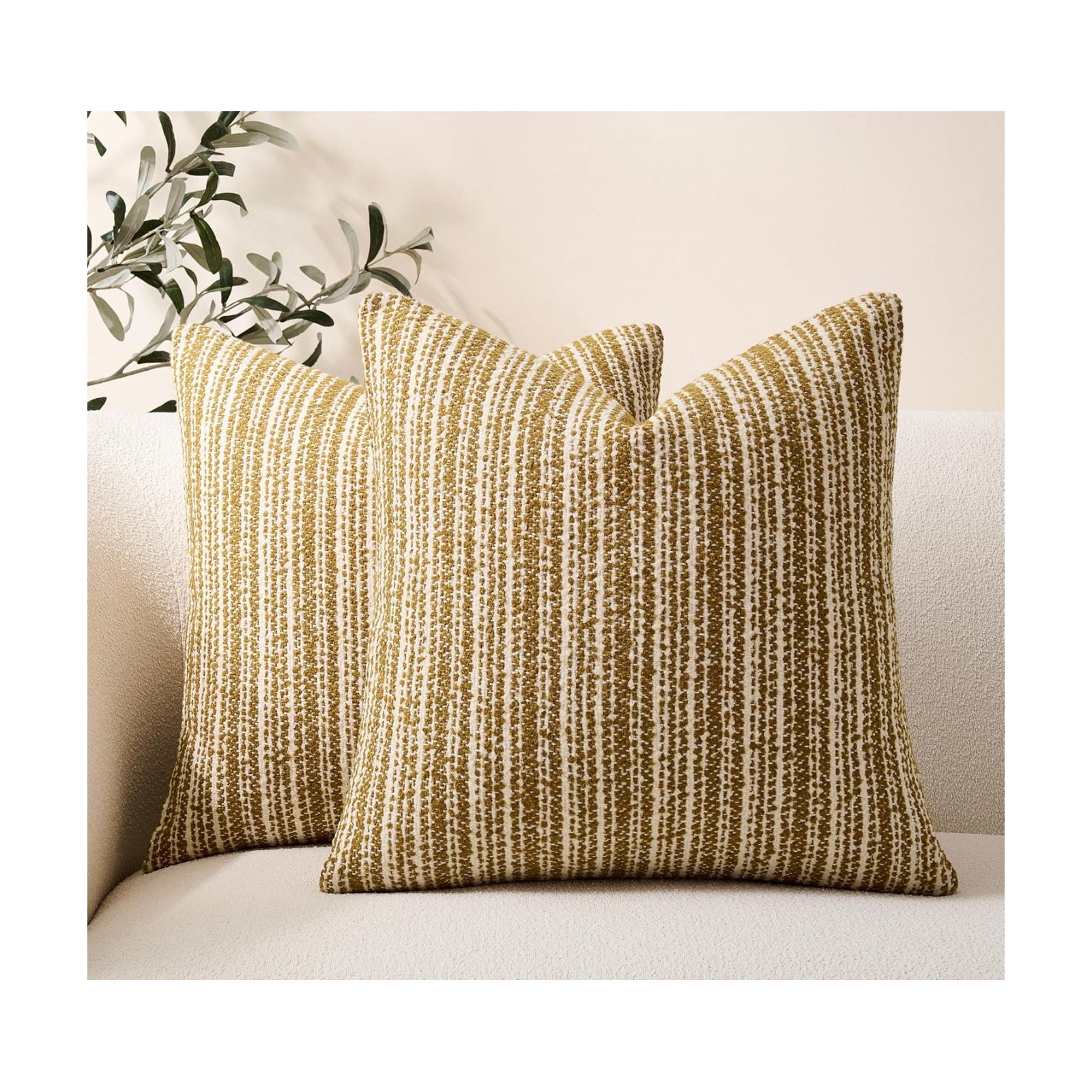 Throw Pillow Covers Textured Boucle Pillow Covers / 18 x 18 / Mustard Yellow / Set of 2
