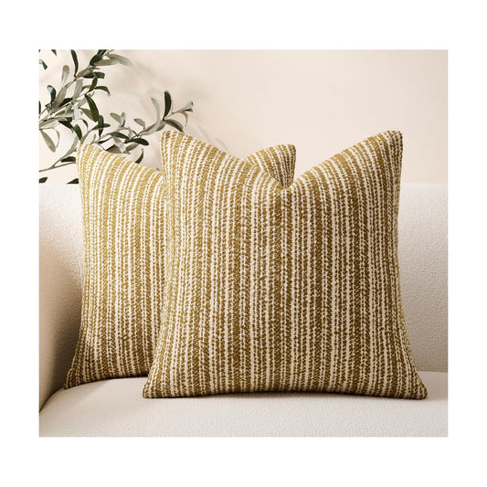 Throw Pillow Covers Textured Boucle Pillow Covers / 18 x 18 / Mustard Yellow / Set of 2