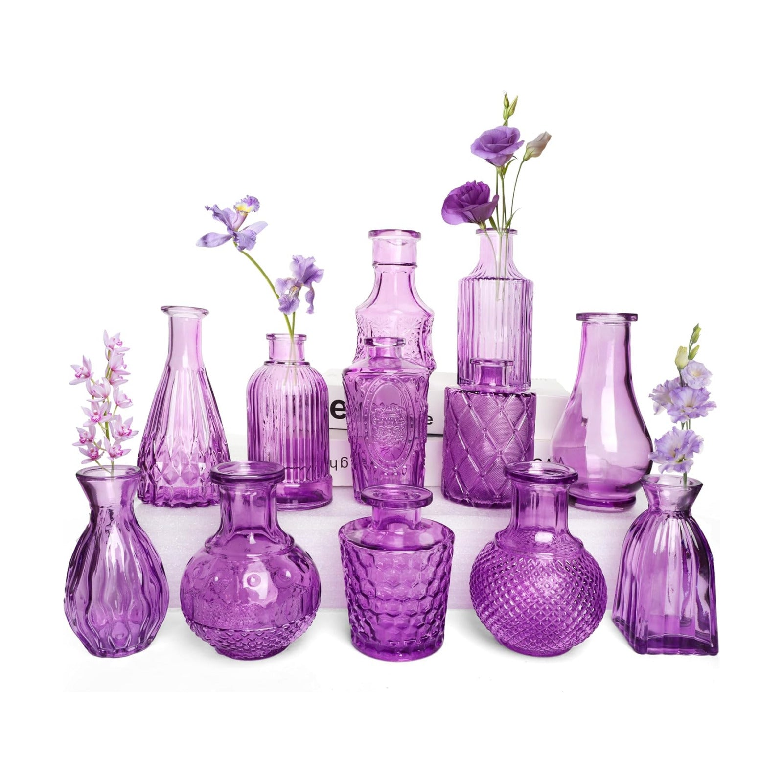 Glass Vase / Petal Petite Middle Glass Bud Vase / Purple / Set of 12