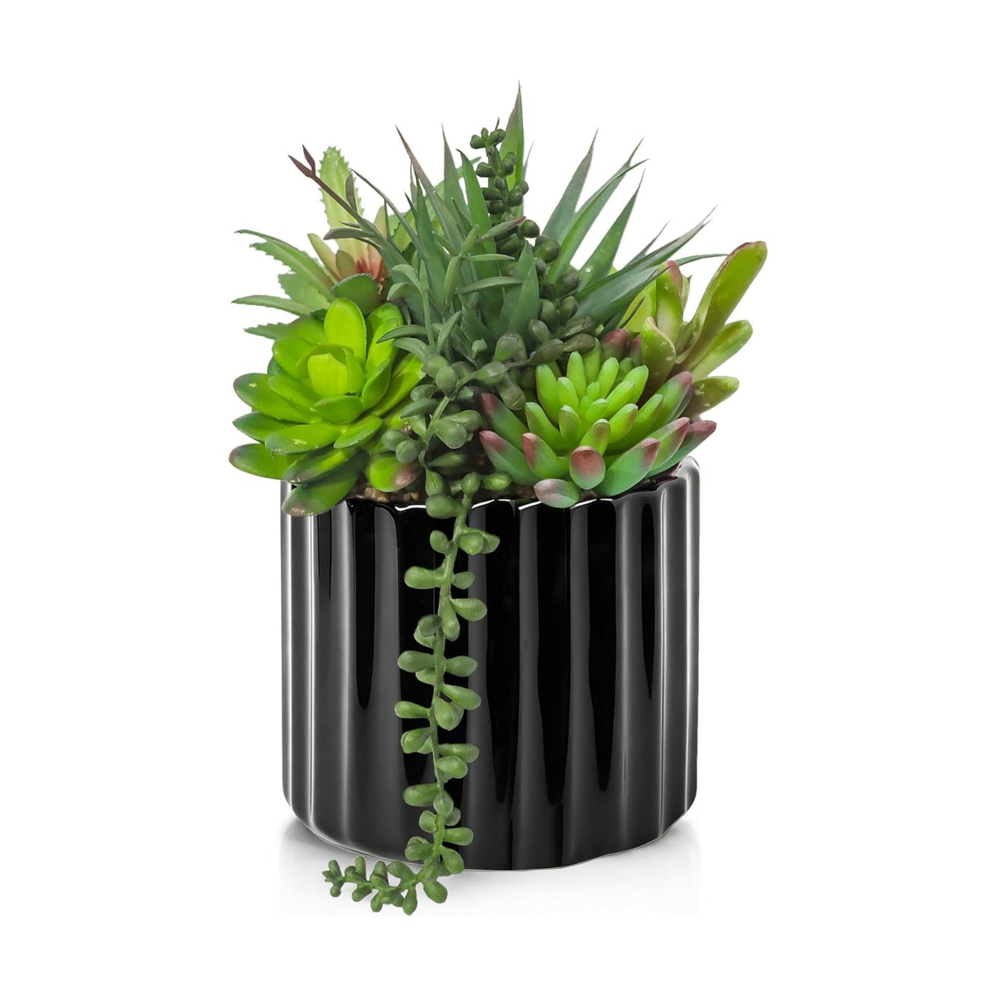 Ceramic Flower Pot / Black / 8 Inch