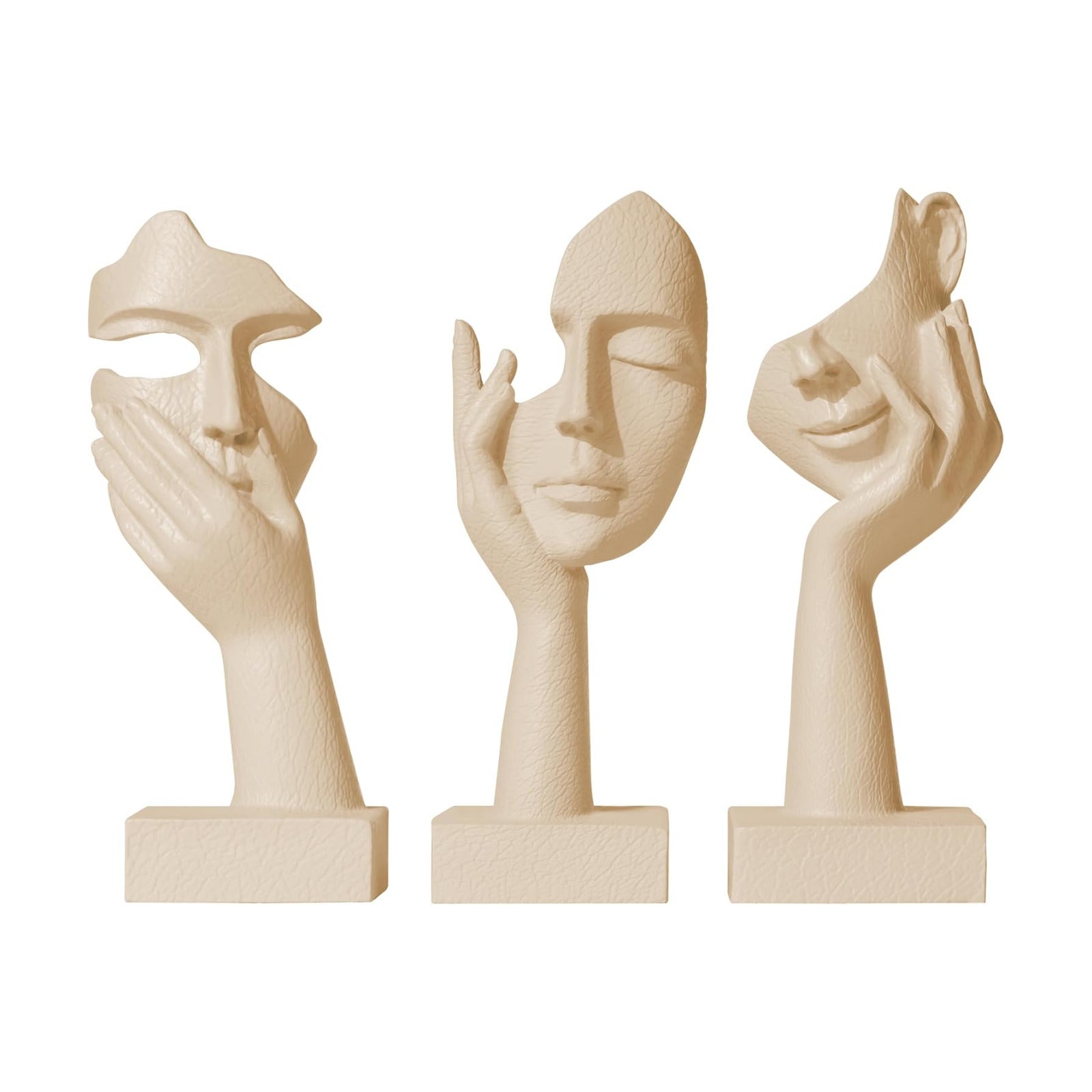 Thinker Statue Set / Cream / Set of 3