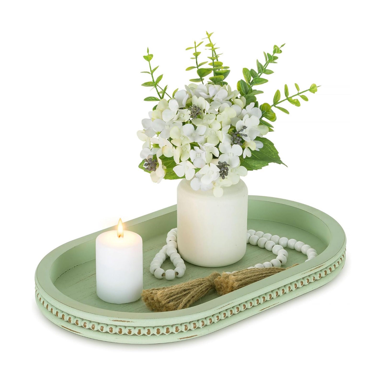 Decorative Trays / Oval Bathroom Trays / Sage Green