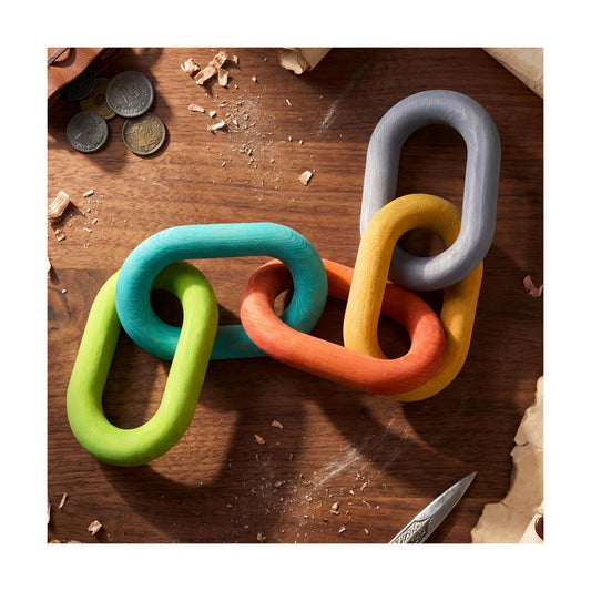 5 Chain Link Decor Mid Century Modern Decor Wood Decoration Colorful Rustic Decorative Wooden Chain