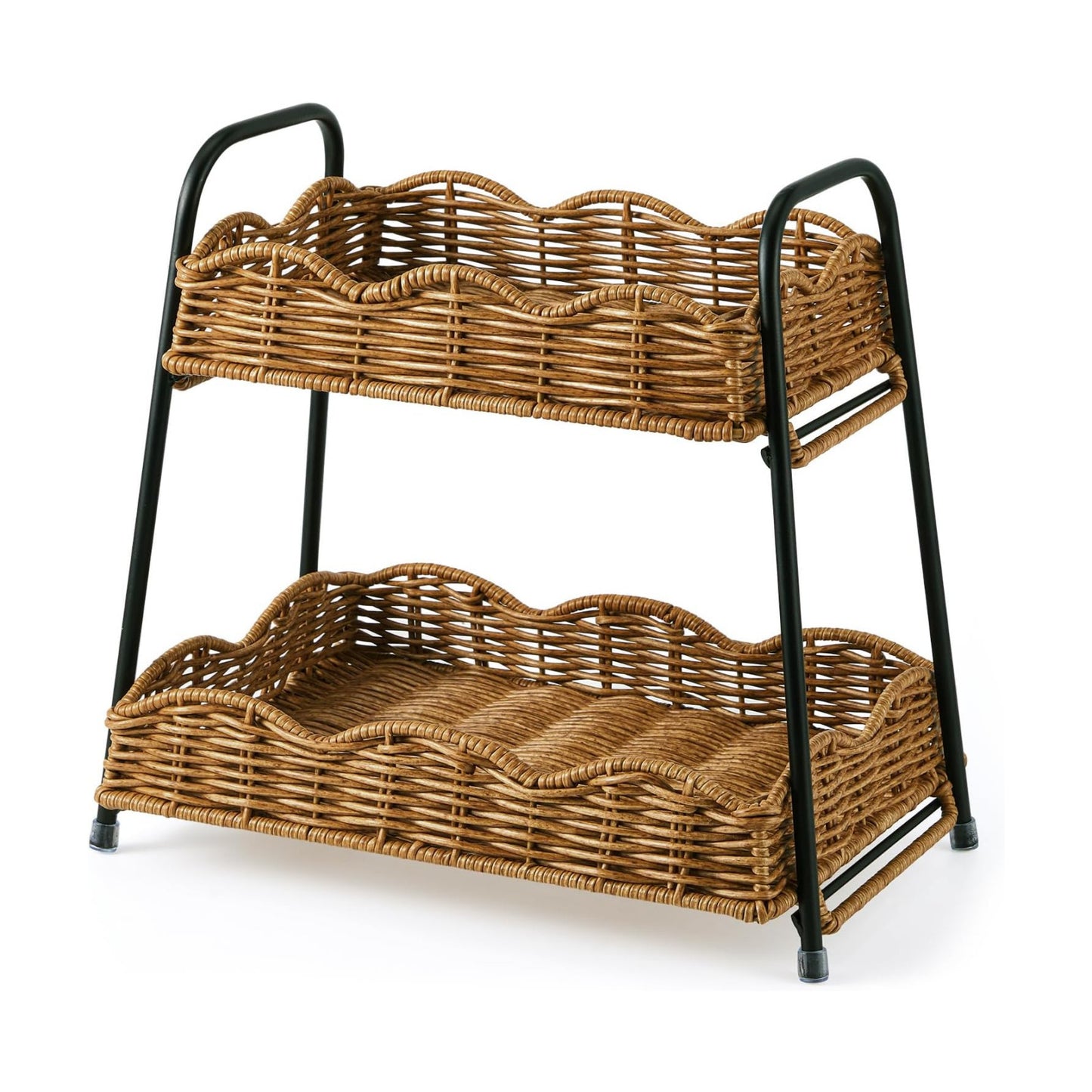 2 Tier Stackable Cabinet Organizer Shelves / 2-tier Rectangular / 12.8 x 8.7 x 12 / Dark / Natural