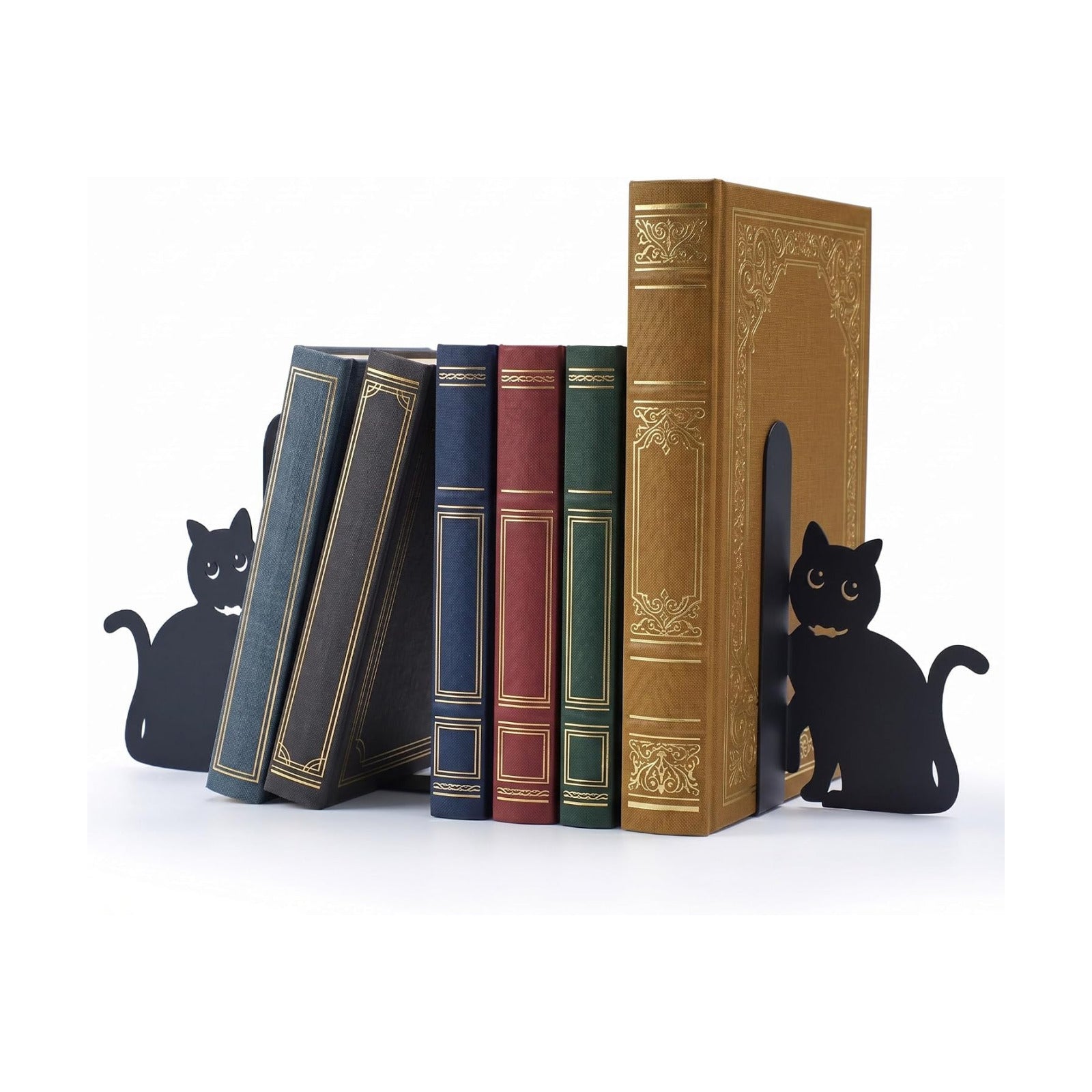 Decorative Book Ends Metal / Cats In Neckties / Black