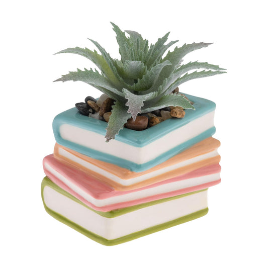 Faux Mini Succulent Plant / Books