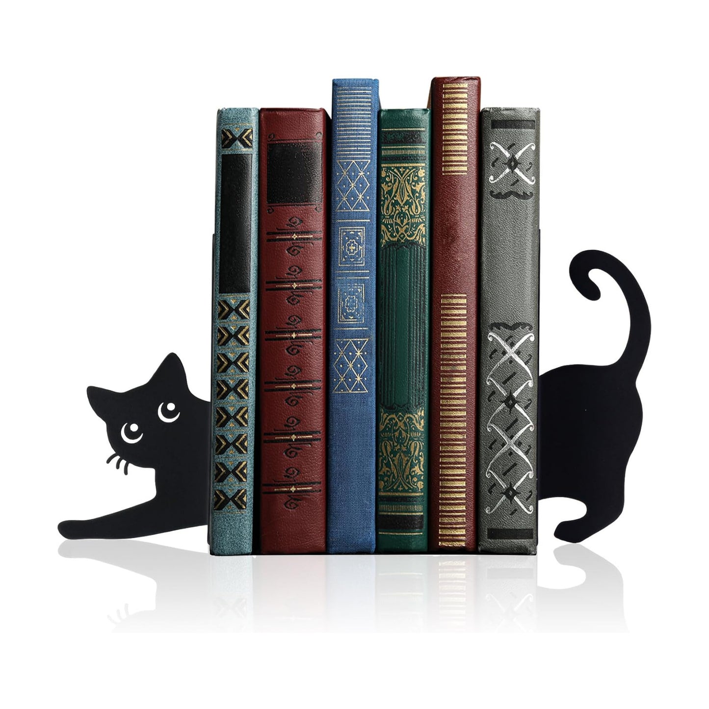 Stretching Cat Metal Bookends Styles Book Ends / Stretching Cat / Black / Set of 2