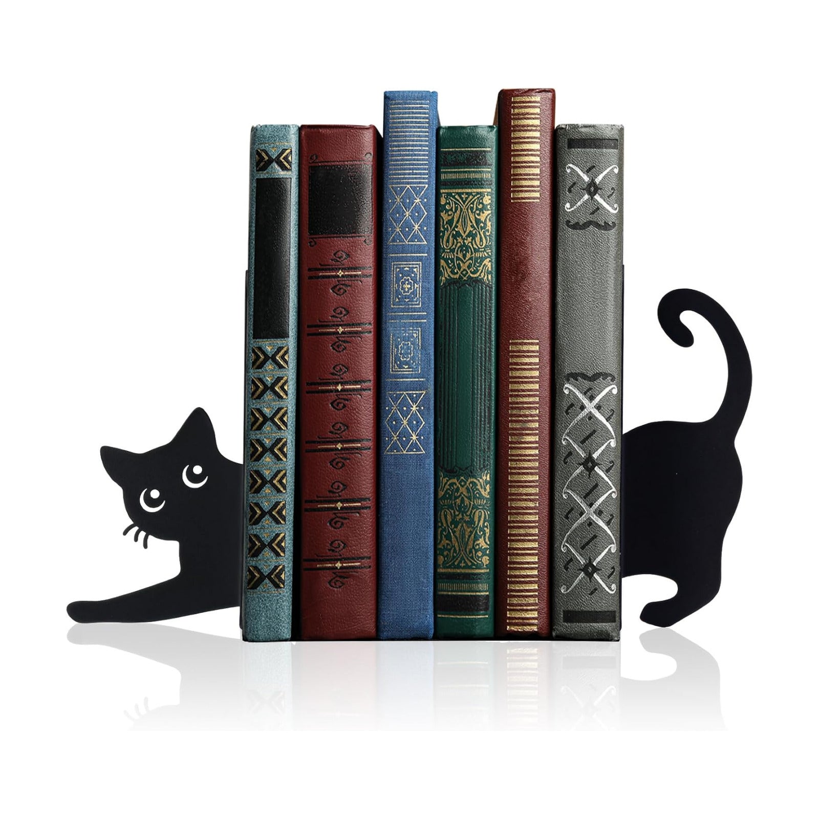 Stretching Cat Metal Bookends Styles Book Ends / Stretching Cat / Black / Set of 2