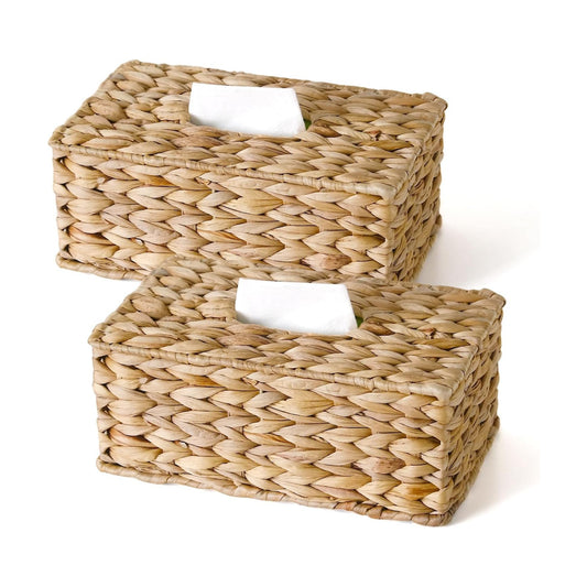 Wicker Tissue Box Cover Fits 120-Count / 160-Count Boxes / Natural Yellow / Rectangle / Set of 2