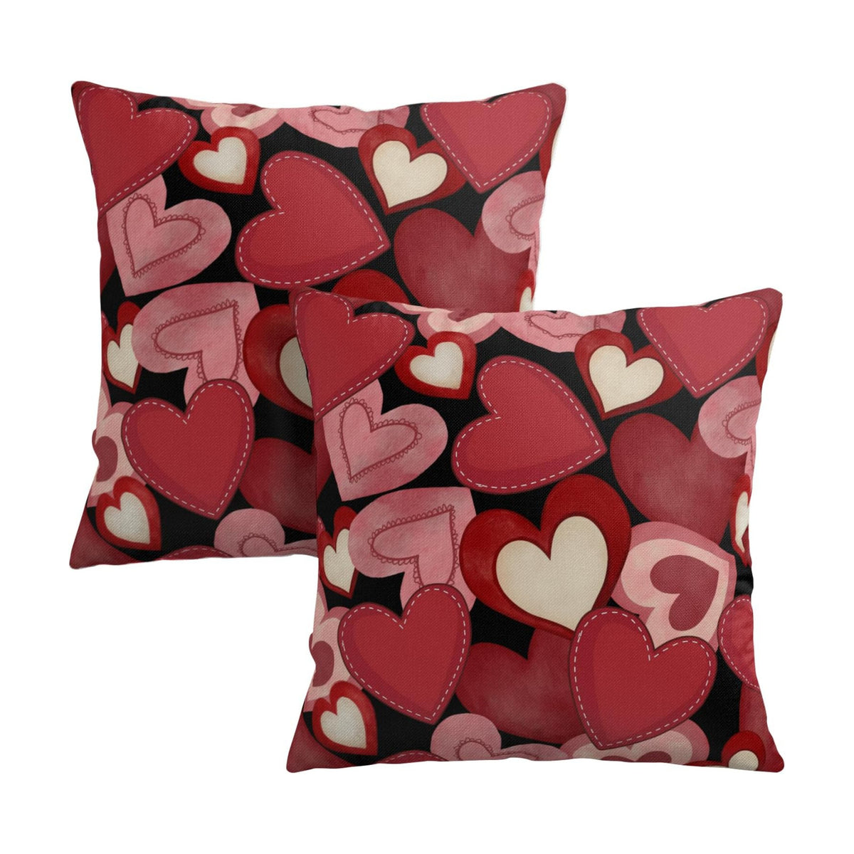 Valentine Day Throw Pillow Covers 16x16 Set of 2 Red Black Pink Love Hearts Pillow Cover Valentines Outdoor Holiday Decorative Pillow Cases for Couch Sofa Home