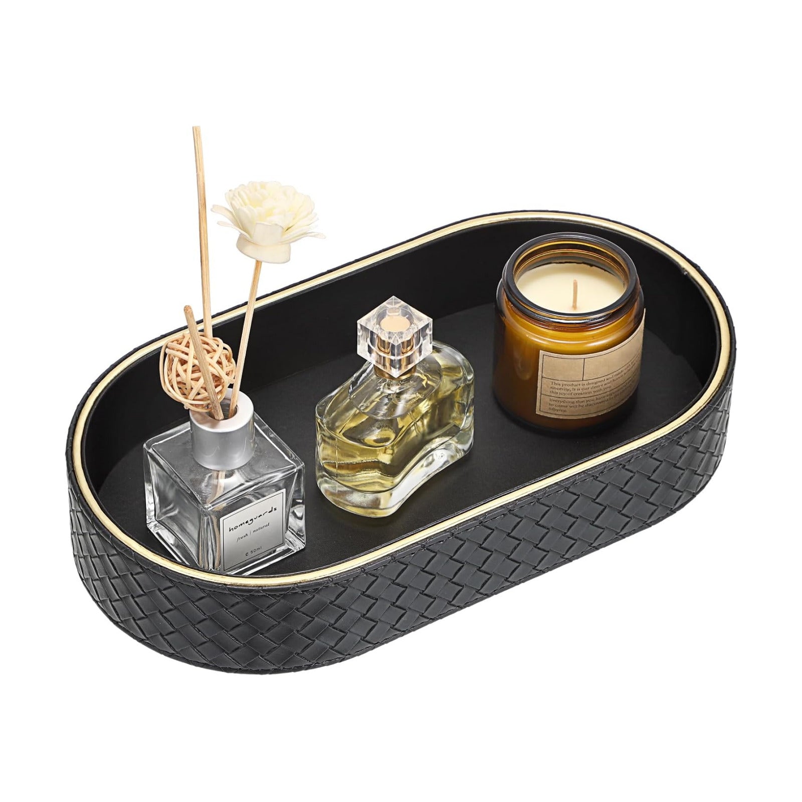 Modern Nightstand Bedside Storage Tray / 11 x 5.9 x 2 / Black