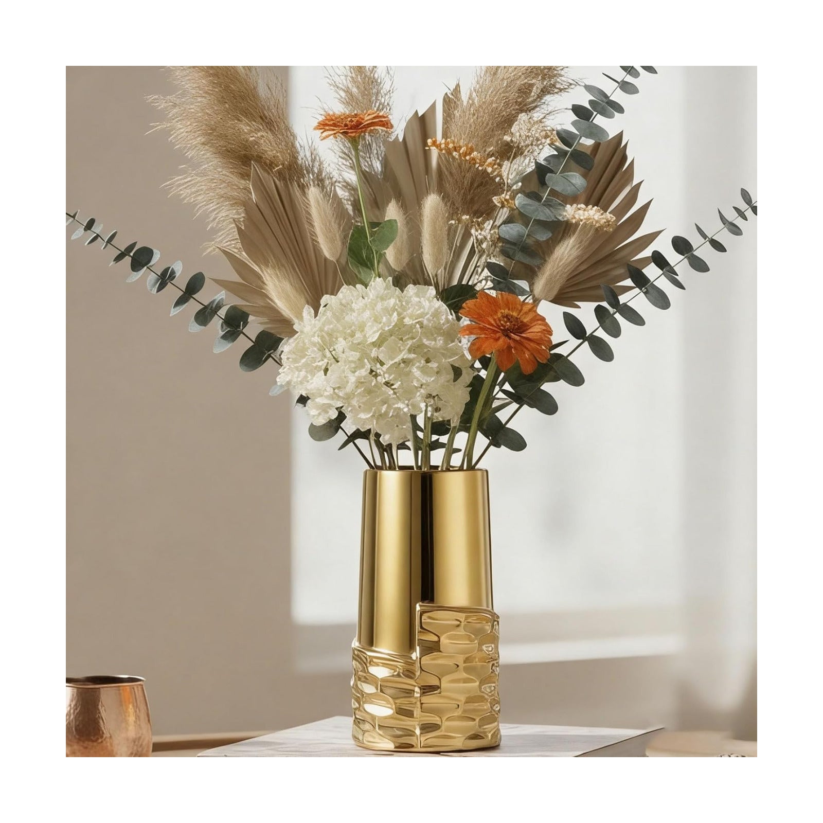 Gold Ceramic Art Deco Vase for Pampas Grass Decorative-Decorative Statue / Black