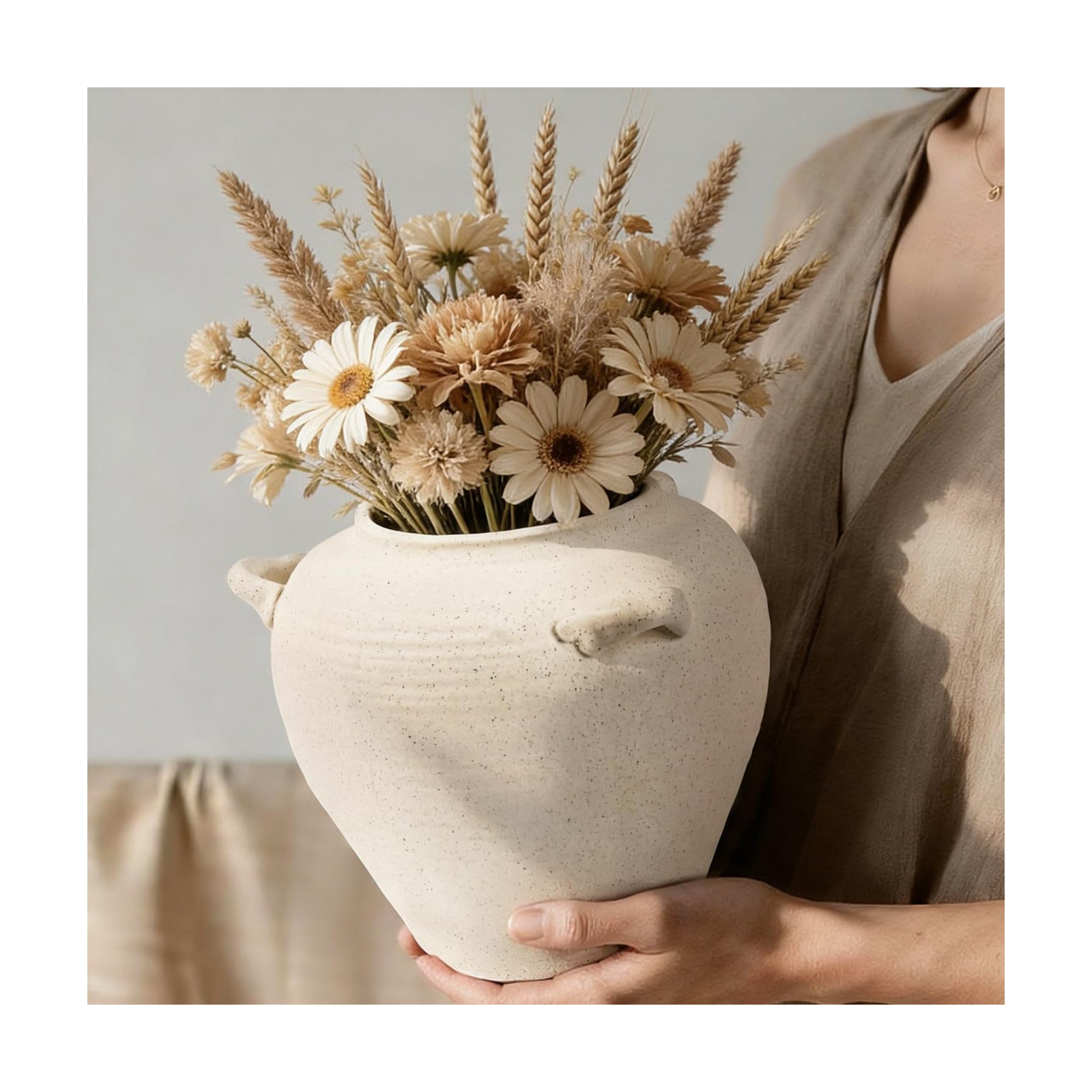 Large White Ceramic Vase Rustic Farmhouse Vase / 7 Inch-white / 7 Inch