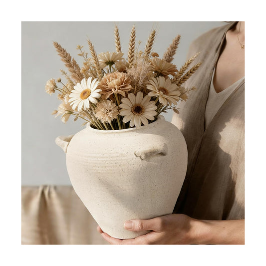 Large White Ceramic Vase Rustic Farmhouse Vase / 7 Inch-white / 7 Inch