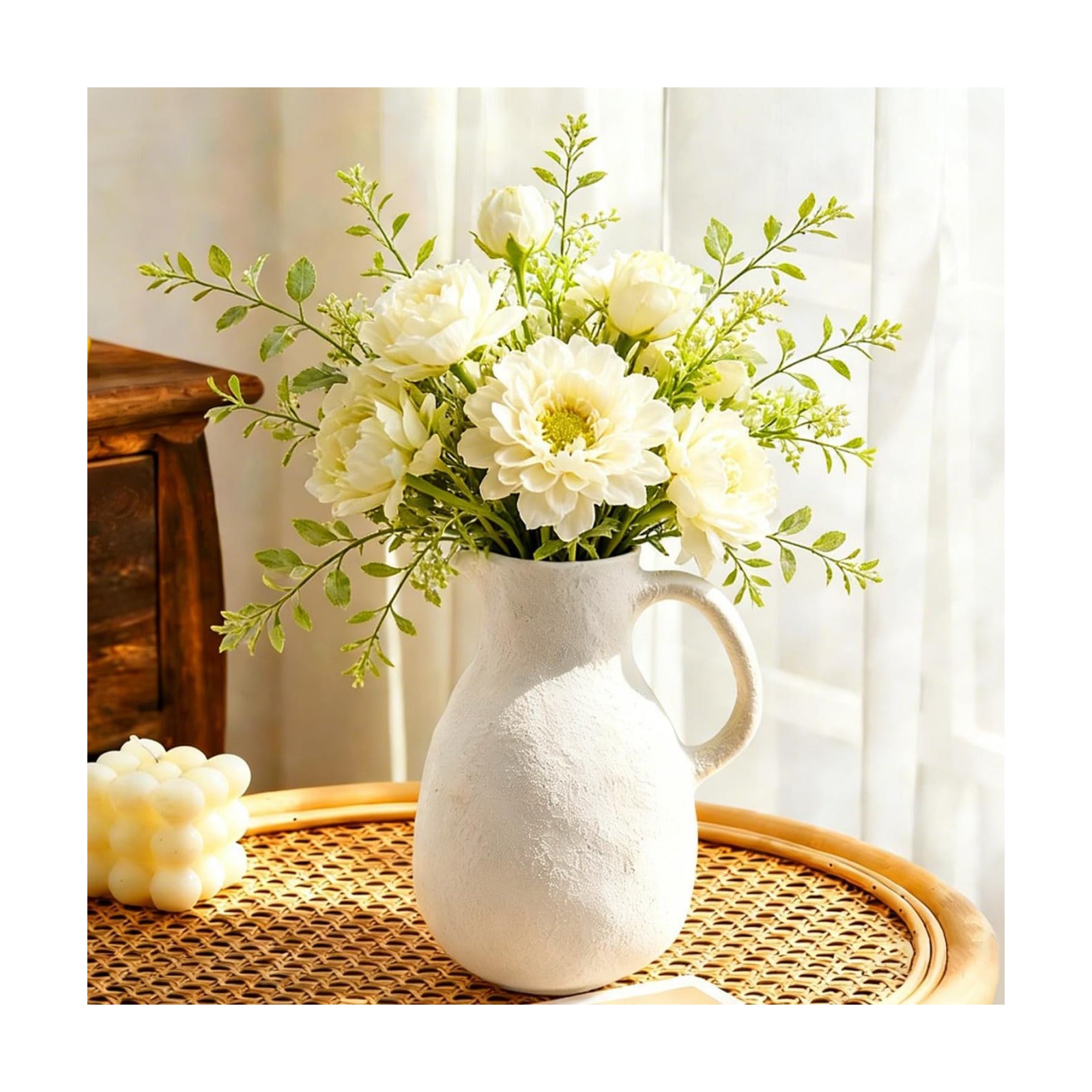 Ceramic Flower Vase Farmhouse Vase / White / 8 Inch