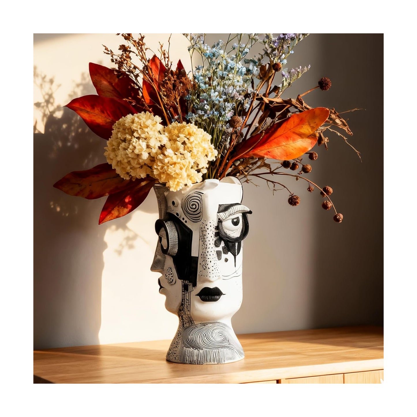 Boho Flower Vase / White and Black