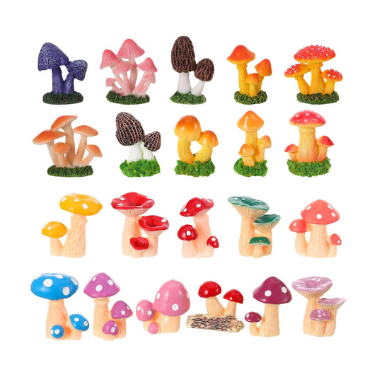 1.3 to Mini Mushrooms Tiny Resin Mushrooms Figures Miniature Little Small / 2 Inch / Set of 21