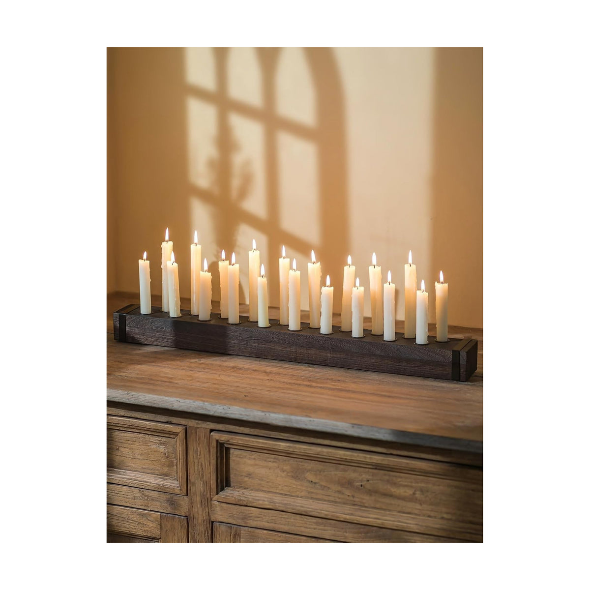 NUPTIO Taper Candle Holders Wood: Wooden Candelabra Long Candles Stick Centerpieces - Farmhouse Candlestick Holder 20