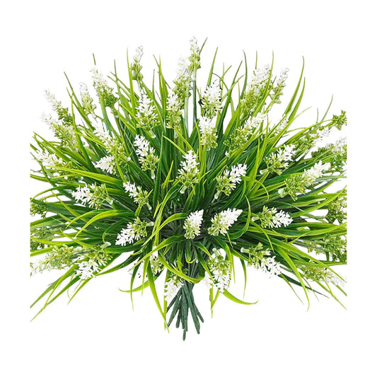 UV Resistant Realistic White Plastic Flowers Faux Plant / White-a / Set of 12