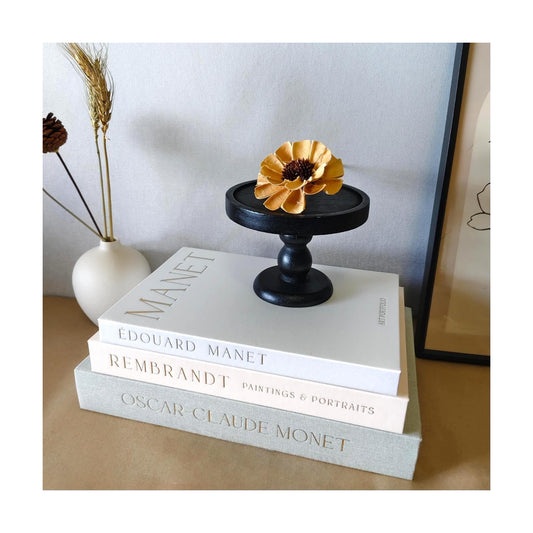 Fake Faux Books / Linen Sage-beige-white / Set of 3