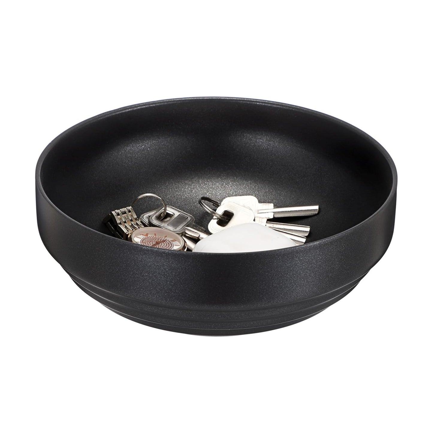 Key Holder Bowl for Entryway Table Round Catchall Bowl for Coin Fruit Holder / 7.4 Inches / Black