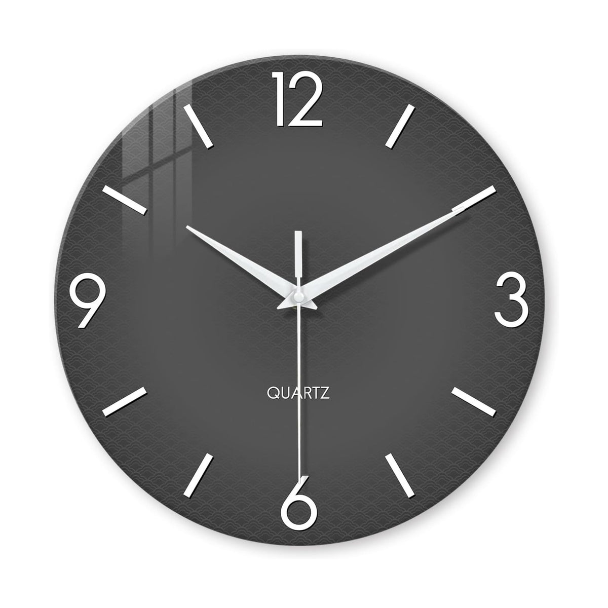 XFM Modern Simple Glass Wall Clock 20 Inch Large | Silent Non-Ticking Battery Operated Gray Minimalist Decorative for