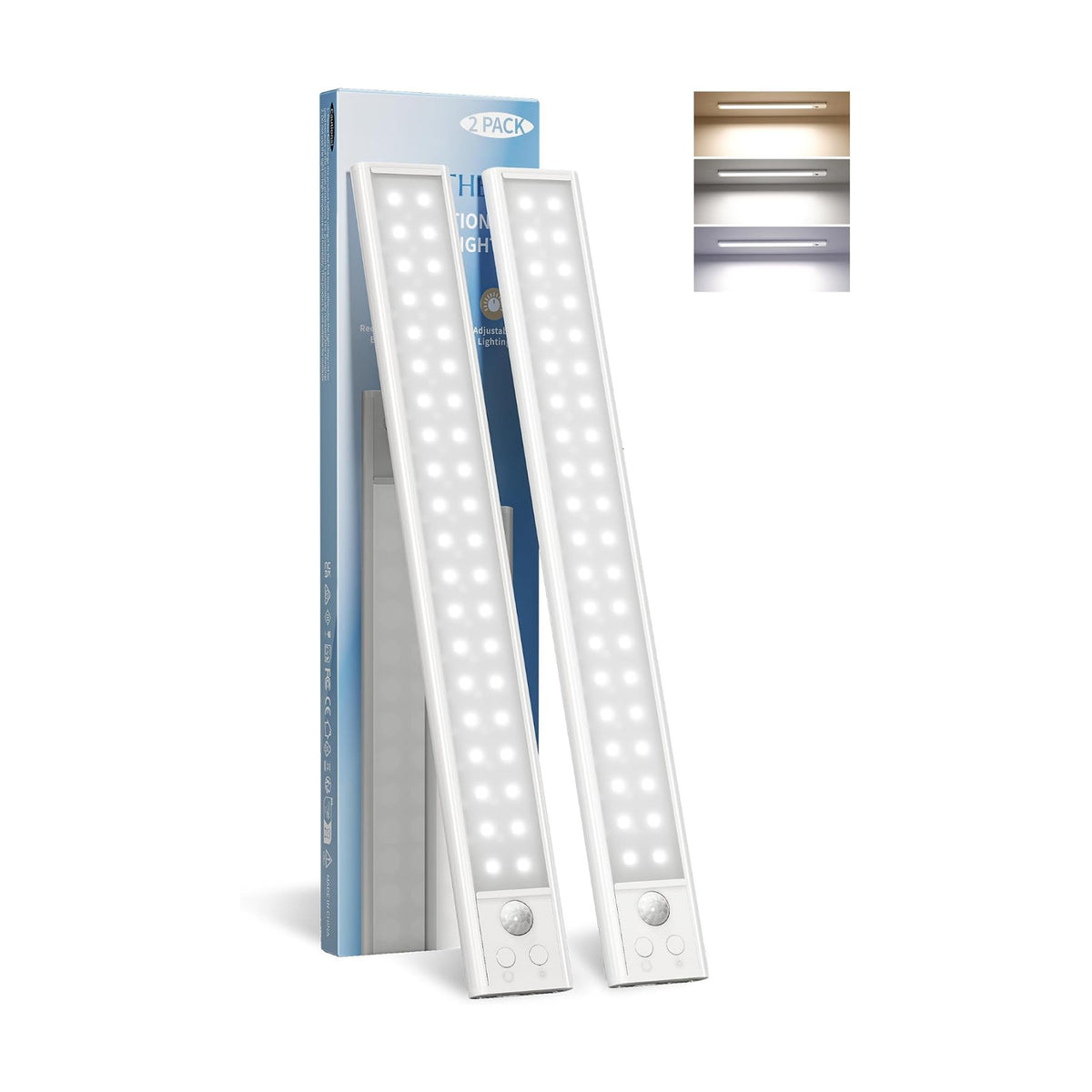 14.5-inch Under Cabinet Lights, Wireless Closet Light, Motion Sensor, 3500mAh Rechargeable Battery, Magnetic, 3 Color