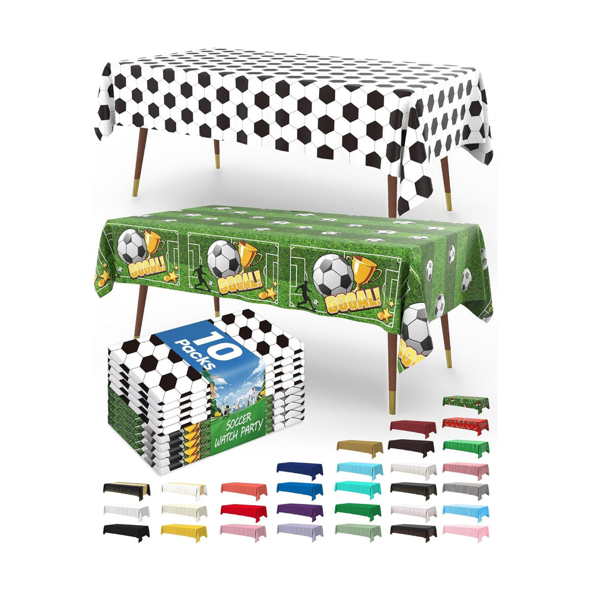 Pureegg Soccer Party Decorations 2026 Plastic Tablecloth