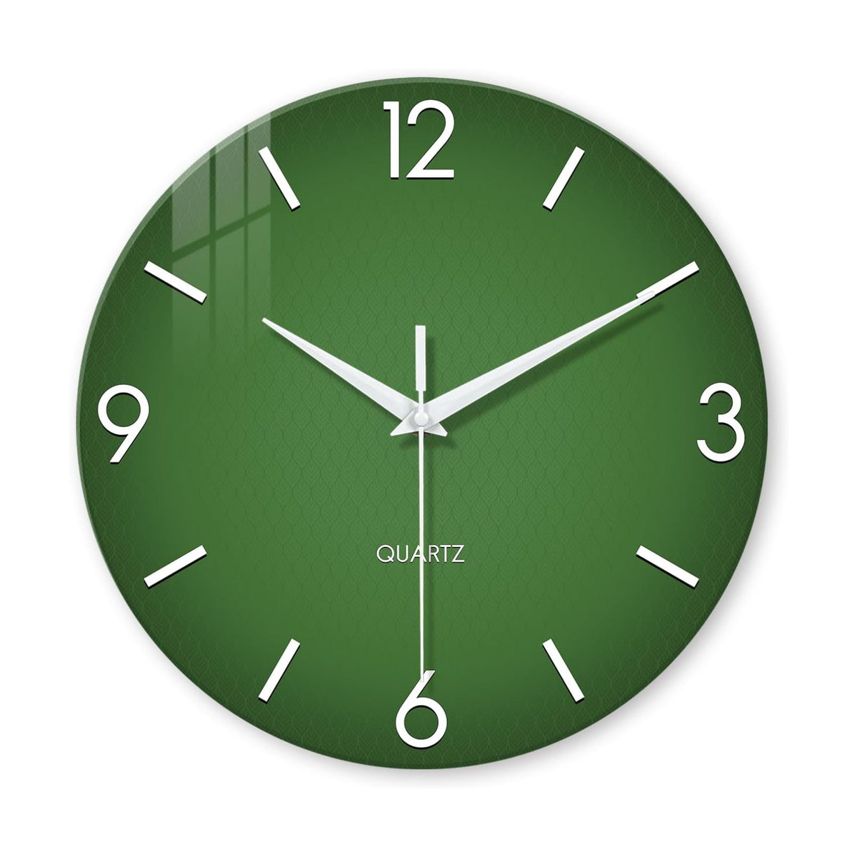 Modern Green Wall Clock Battery Operated 16 Inch Silent | Non-Ticking Big Size Simple Minimalist Quartz Decorative for