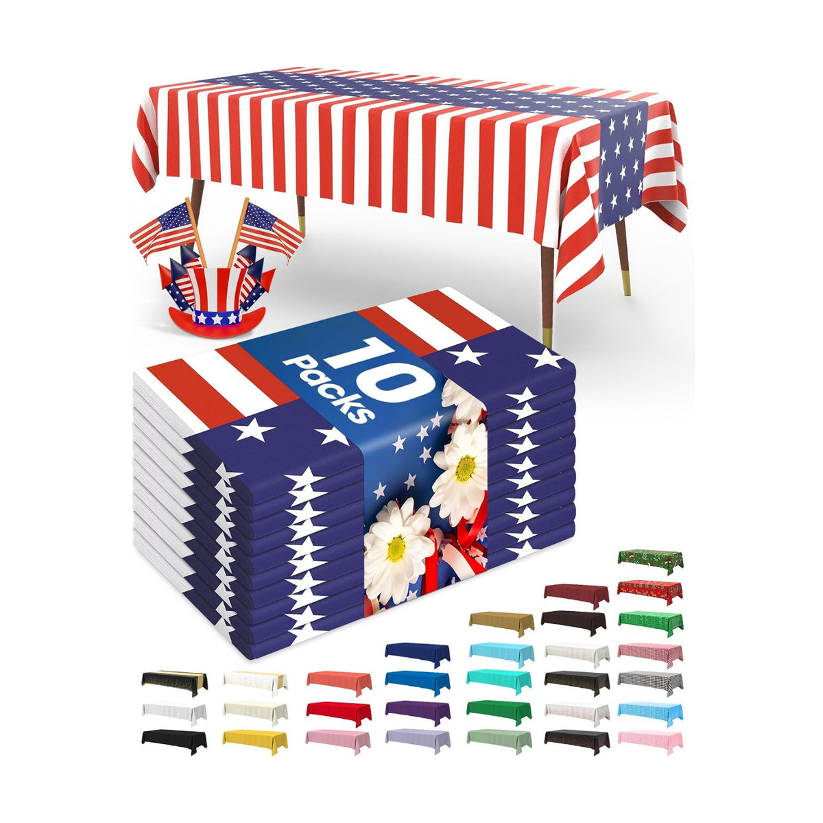 Pureegg 4th of July USA 250th Anniversary Tablecloth