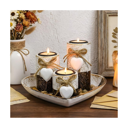 Farmhouse Candle Holders Wooden Pillar Candle Holder / Rustic / Set of 3