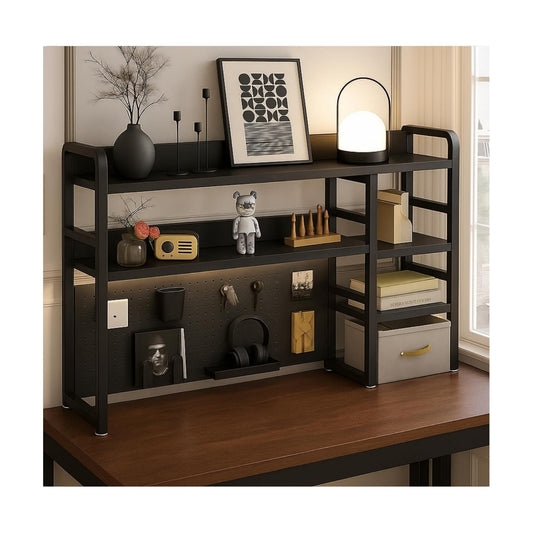 Desktop Bookshelf, pegboard Storage and Organization Rack, Dorm Desk Shelf, Desk Hutch, Desktop Storage for Office